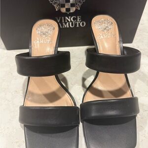 Vince Camuto Black Heels with Sleek Design and Minimalist Straps